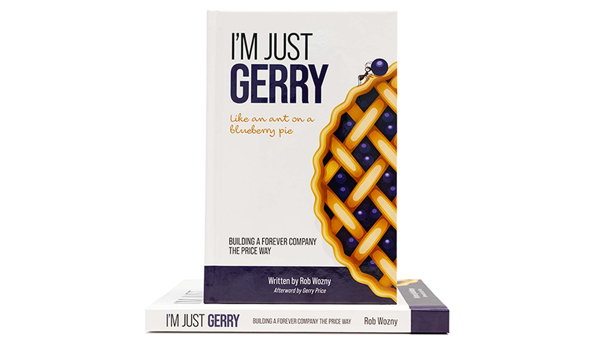 I'm Just Gerry - Like and Ant on a Blueberry Pie book cover and held in hand.