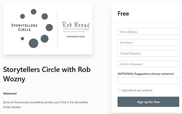 Storytellers Circle log in. 